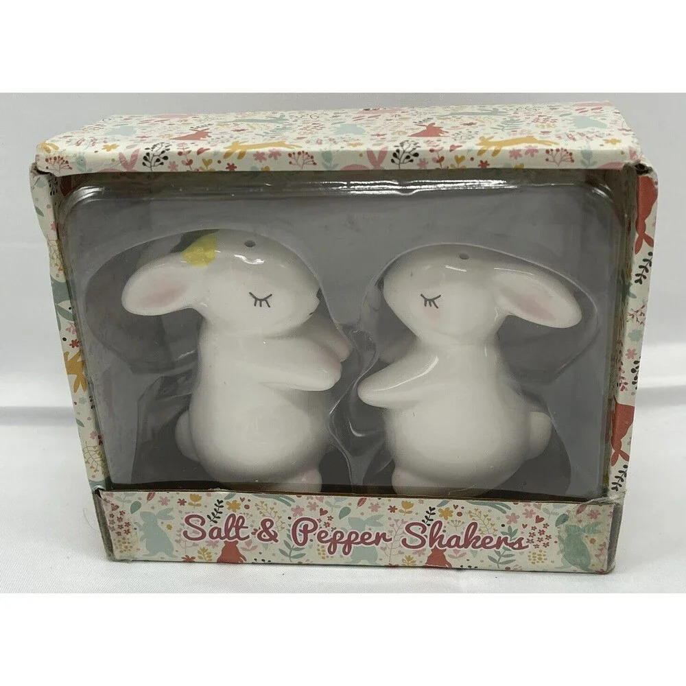 Salt And Pepper Shakers Bunny Rabbit Easter New With Box